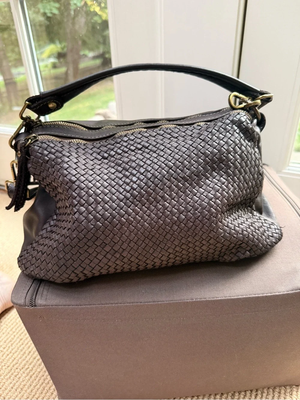 Brown Italian leather woven handbag ItalyLeatherFashion